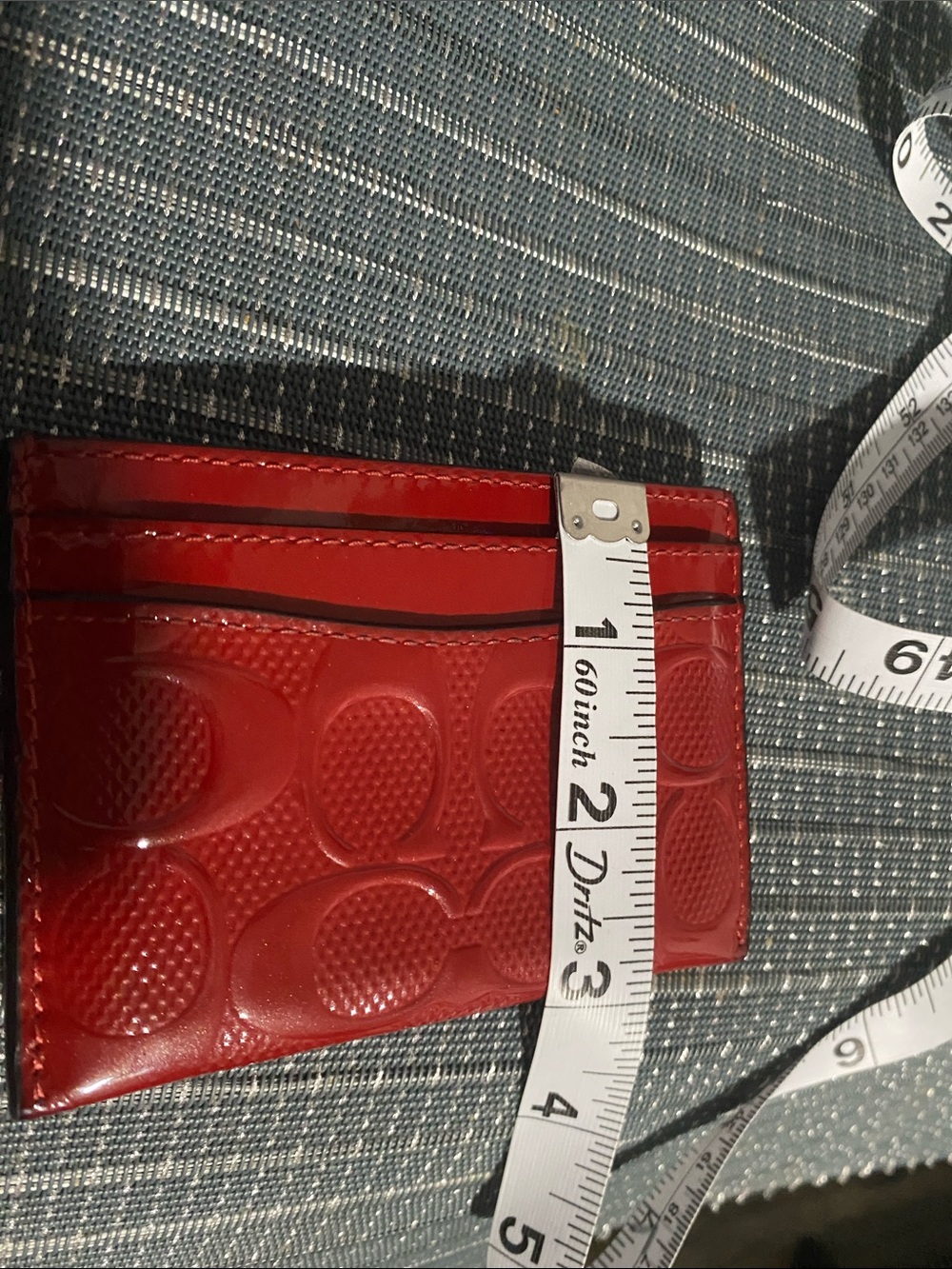 Coach Red Signature Patent Card Case - Picture 8 of 8
